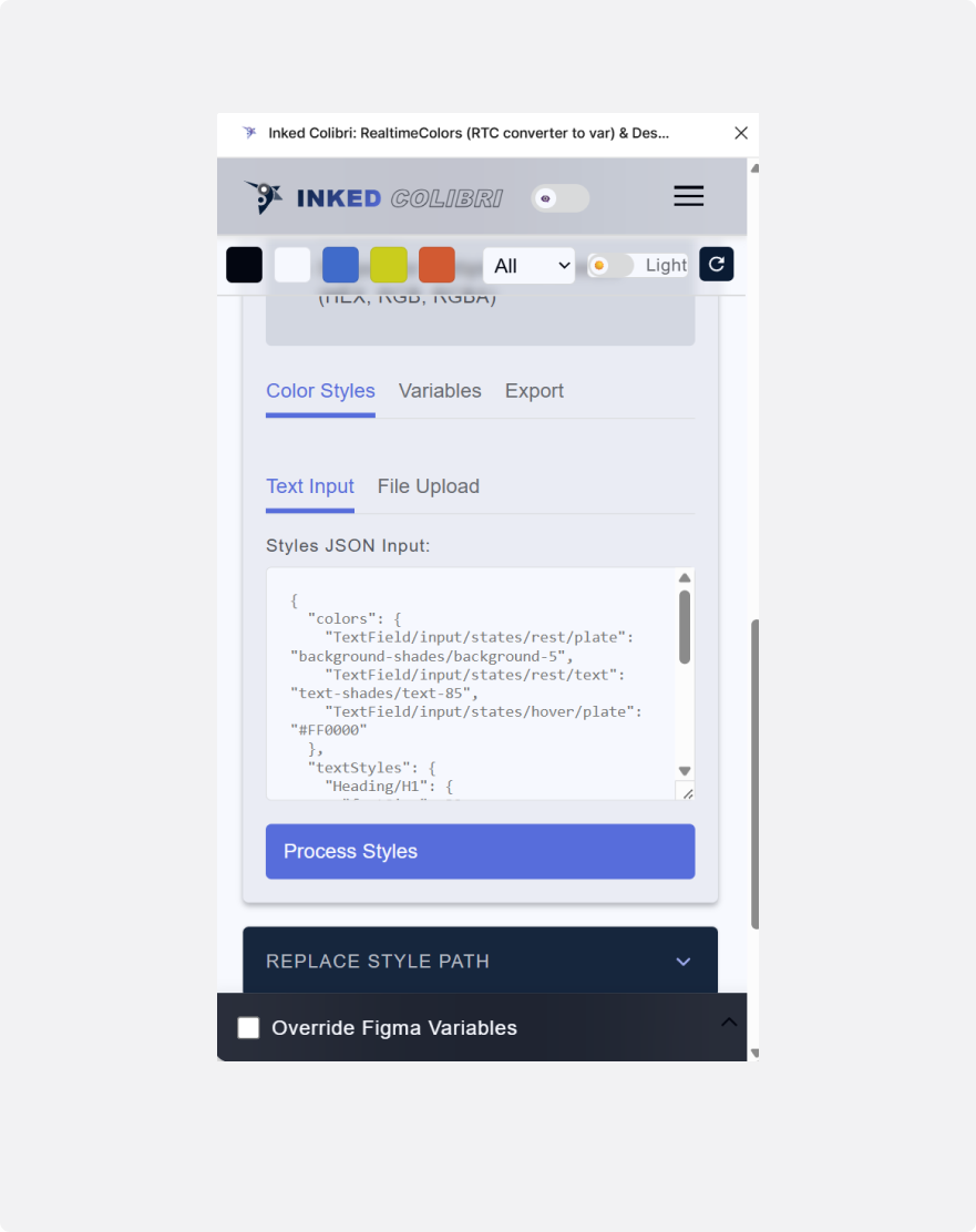Token Commander interface example